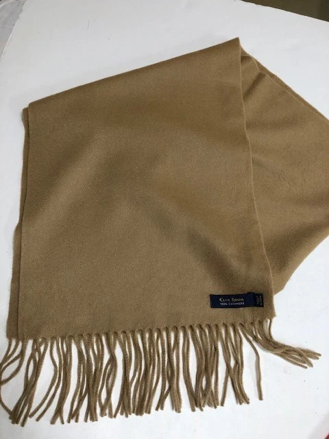 Bufanda Club Room 100 % cachemir para hombre con flecos camel 12x60 usada Foto 2 de 3