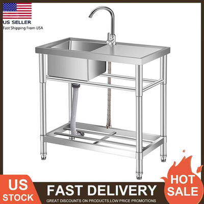Stainless Steel Utility Sink 30''x16''x30'' Single Bowl Sink with Faucet Kitchen