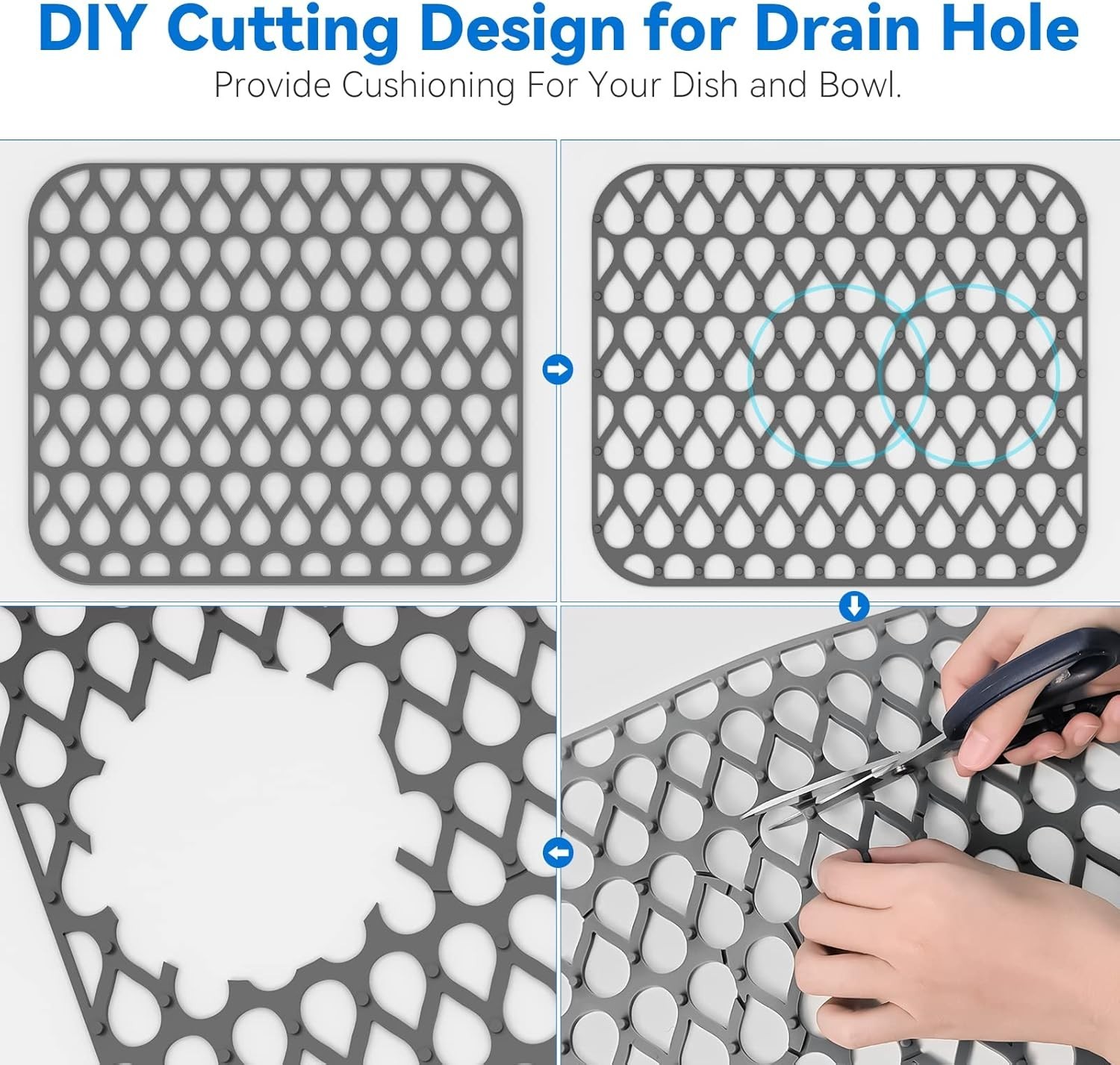 TOOVEM 14''x12'' Silicone Mat Kitchen Sink Protectors Non-Slip Folding 2-pack