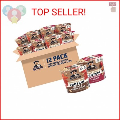 Quaker Instant Oatmeal Express Cups, 10g Protein 2 Flavor Variety Pack, (Pack of