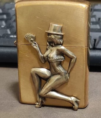 1 piece Lighter accessories Brass Sexy Poker Girl DIY sticker