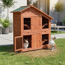 4 Boxen Hasenstall Aufzucht  Holz Kaninchen Stall Kleintierstall Hasenkäfig Brau