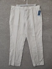 Perry Ellis Classic-Fit Linen Blend Dress Pants Mens 40x32 Natural Linen NEW