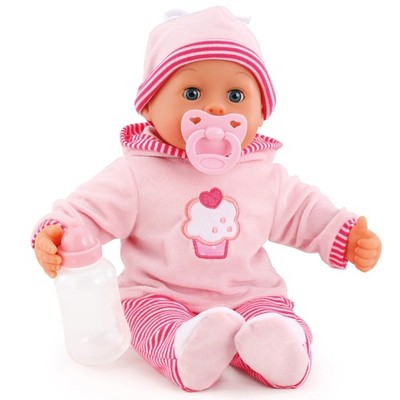 First Words Baby: Pink Cupcake 24 Sounds 15'' Doll - Pacifier & Bottle
