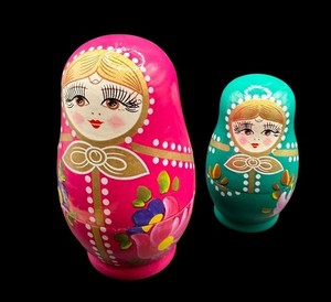 Vintage Matryoshka Stacking Dolls 2 Piece Set Made in Russia 4"
