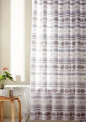 NEW Wild Sage Fabric Shower Curtain 72 X 72 Teal Blue Coral Boho Southwest Aztec