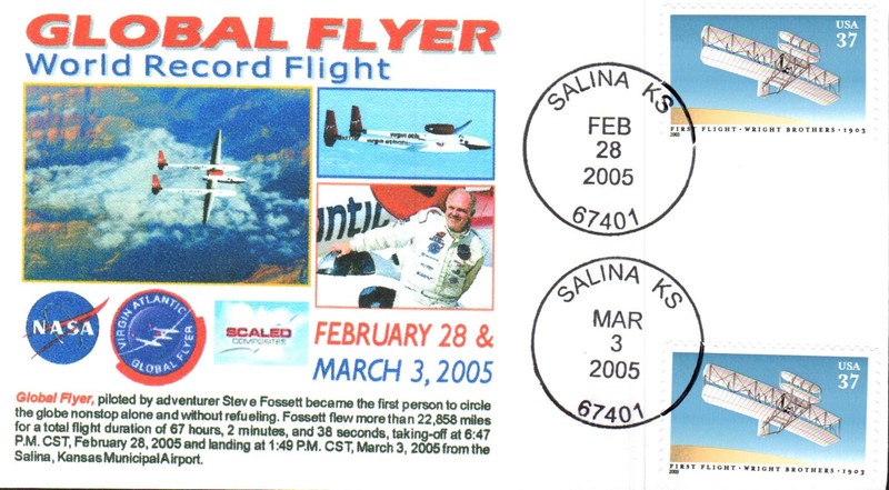 2005 Global Flyer World Record Flight Without Refueling Salina KS 2 Feb/3 March