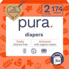 Hypoallergenic Diapers Size 2 7-13 Lbs Monthly Pack, Totally Chlorine Free, We