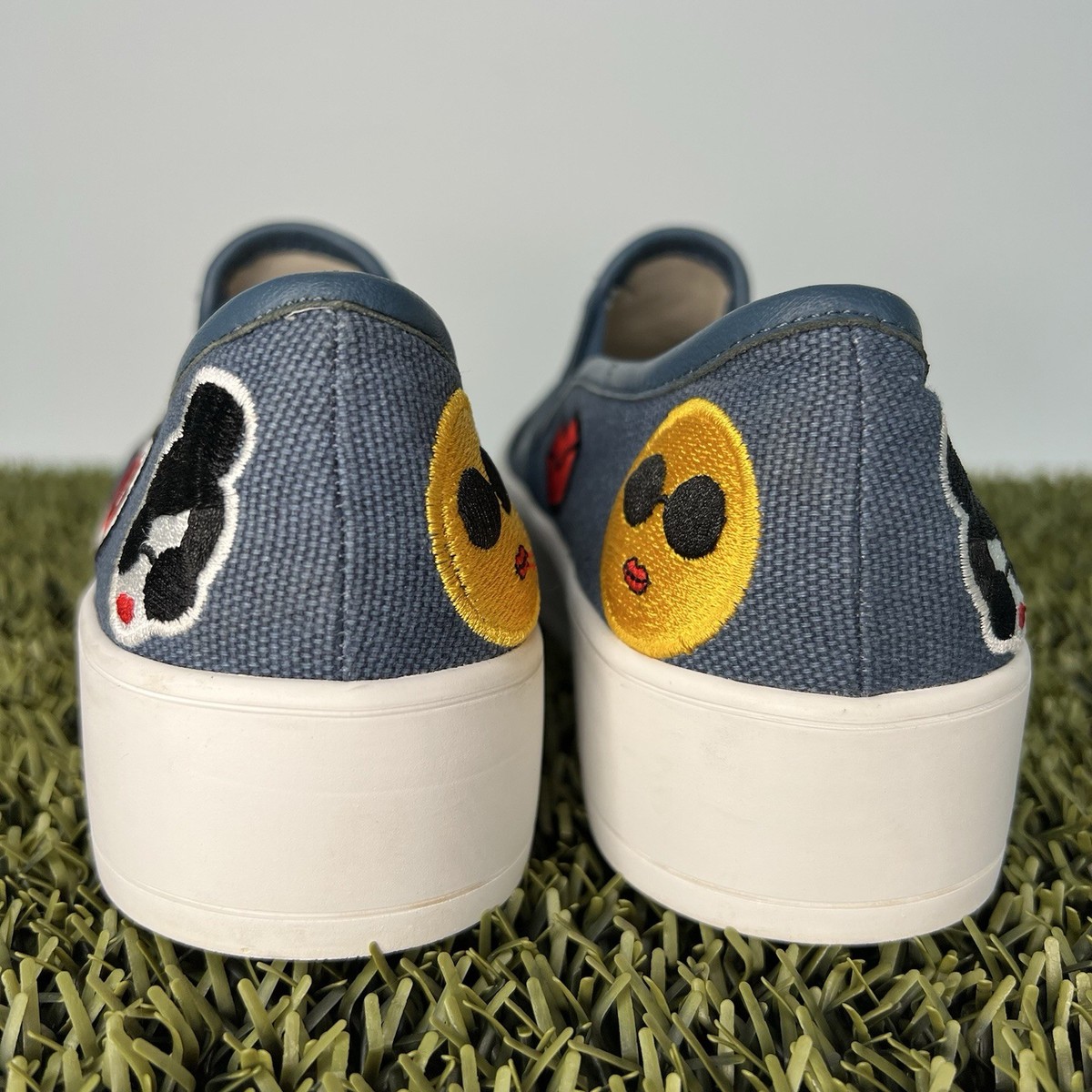 Alice & Olivia Emoji Sneakers Sz 36.5  Blue Stacey Slip On Platform Size 6 US View 2