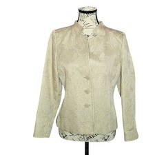 Talbots Petites Cream Silk Blend Floral Blazer 4 Formal Classy