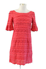 Moulinette Soeurs Anthropologie Dazzling Light Coral Lace Tiered Dress Size 0