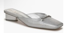 Sam Edelman Women Ollie Square Toe Bit Mule in Silver Size 6.5 Equestrian