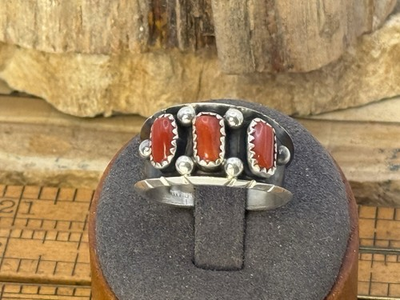 #ad Rose Castillo Draper Navajo Native Sterling Silver Coral Ring Sz 10.25 1503.26 $119.99