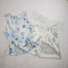 vintage 90s floral satin pajama set sz s cottagecore elegant delicate retro