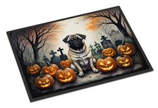 NEW Fawn Pug Spooky Halloween Doormat Front Door Mat Indoor Outdoor Rugs for