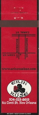 Unstruck Matchbook Cover - Erin Rose - New Orleans Louisiana - Bar Tavern - Map