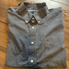 Tommy Hilfiger Men's Navy Checkered Shirt Size XL Button Down Cotton