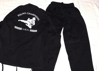 Karate Uniform Kids Size 1 Double Dragon Black Martial Arts Training Gi Dogi