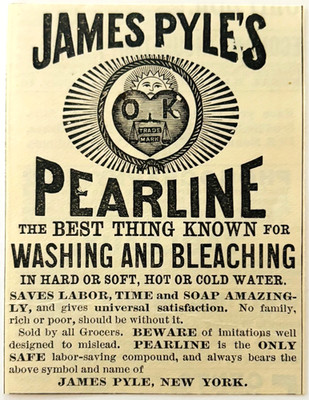 1886 James Pyle Pearline Detergent Advertisement Victorian Laundry Soap DWKK27H
