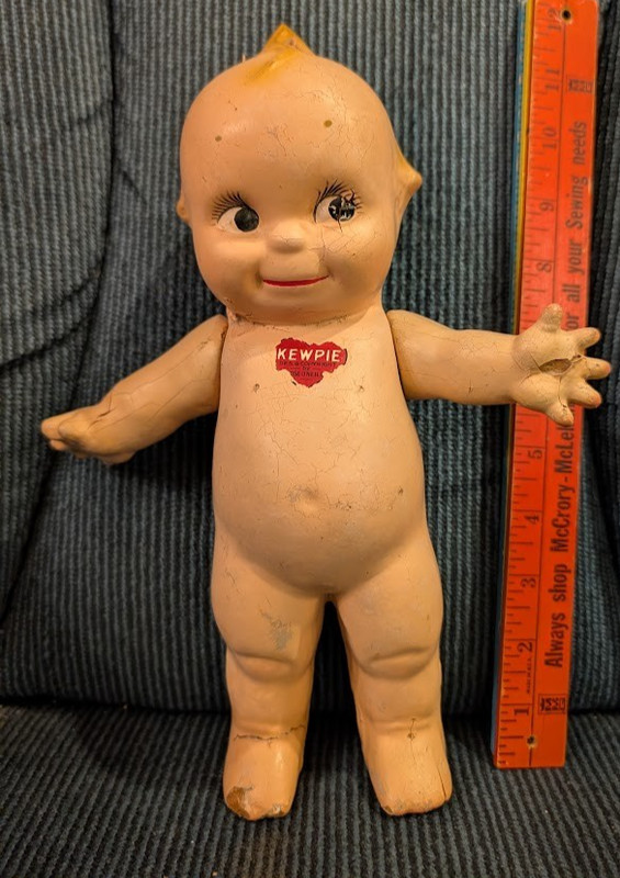 'Antique Kewpie Doll Composition 12” Vintage Rose O’Neill Style Heart  "AS IS"