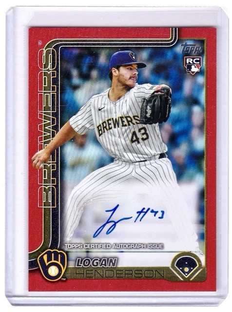 Logan Henderson ROOKIE AUTO 5/5 RED 2025 Topps Update #US137 Brewers