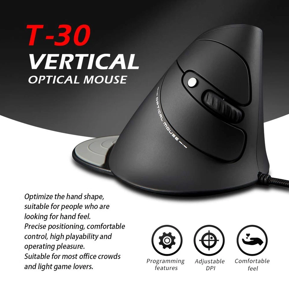 Souris verticale ergonomique 3200 DPI 6 boutons prévention contre le bras de ... - Photo 2/4