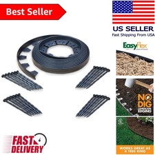 DIY No-Dig Landscape Edging - 40 Ft Flexible Plastic Border with BONUS Spikes