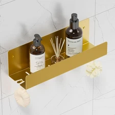 Shower Caddy, 12" Bathroom Shelf Organizer with 2 Hooks, SUS304 Stainless Ste...