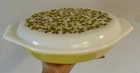 Vintage Pyrex Verde Green Olive Divided Split Casserole Dish with Lid 1.5 Qt