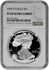 1995 P S$1 Proof Silver American Eagle Dollar NGC Graded PF 69 Ultra Cameo