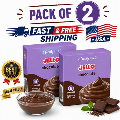 Instant Chocolate Pudding & Pie Filling Jell-O Family Size 5.9 oz Pack of 2