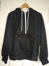 Womens H M Shining Silky Black Hoody Hoodie Size Medium