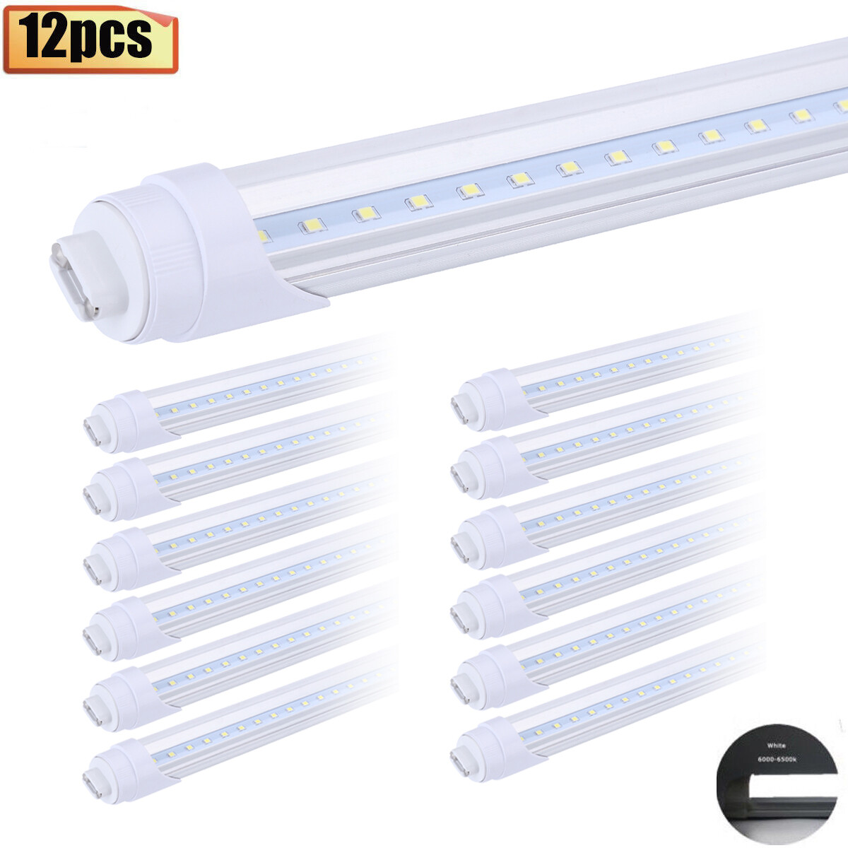 12Pack 8FT Led Tube Light 8 Foot HO Base R17D 45W T8 Rotatable 8' Led Shop Light