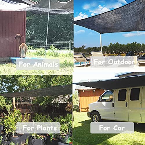 70 Sunblock Shade Cloth with Grommets, 10x20 Ft Garden Black Sun Shade