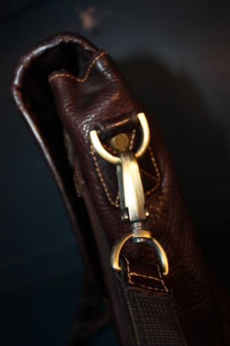 Vtg M&S brown all leather shoulder computer brief case messenger bag - Picture 6 of 22