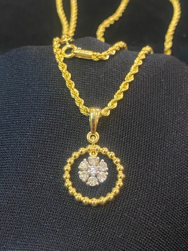 Beautiful 0.40 Cts Round Brilliant Cut Diamonds 18 Inch Necklace In 585 14K Gold