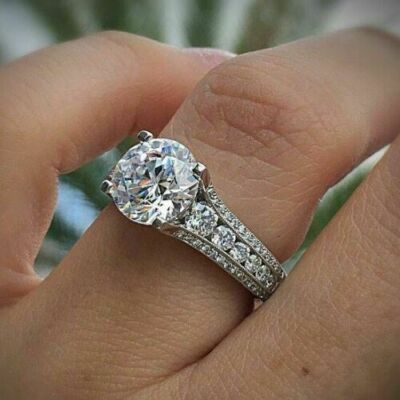 925 Sterling Silver 2Ct Lab Created Diamond Channel Set Engagement Women's Ring