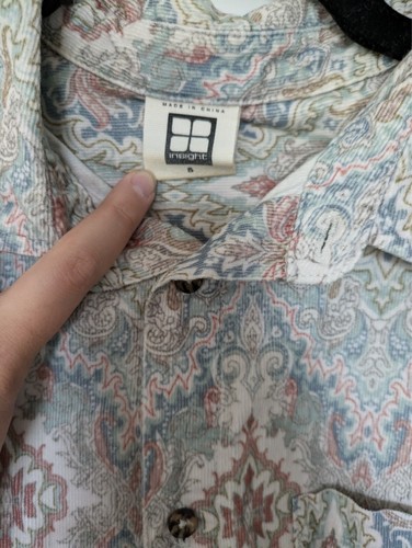 INSIGHT Shirt SIZE S Pattern Green Red Blue Yellow - Picture 3 of 5