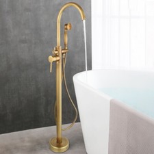 Floor Mounted Free Standing Bathtub Brass Faucet Shower Tub Filler Mixer Tap