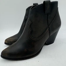 Frye Womens Booties Reina Black Leather Block Heel Ankle  Zipper Western Sz 8.5
