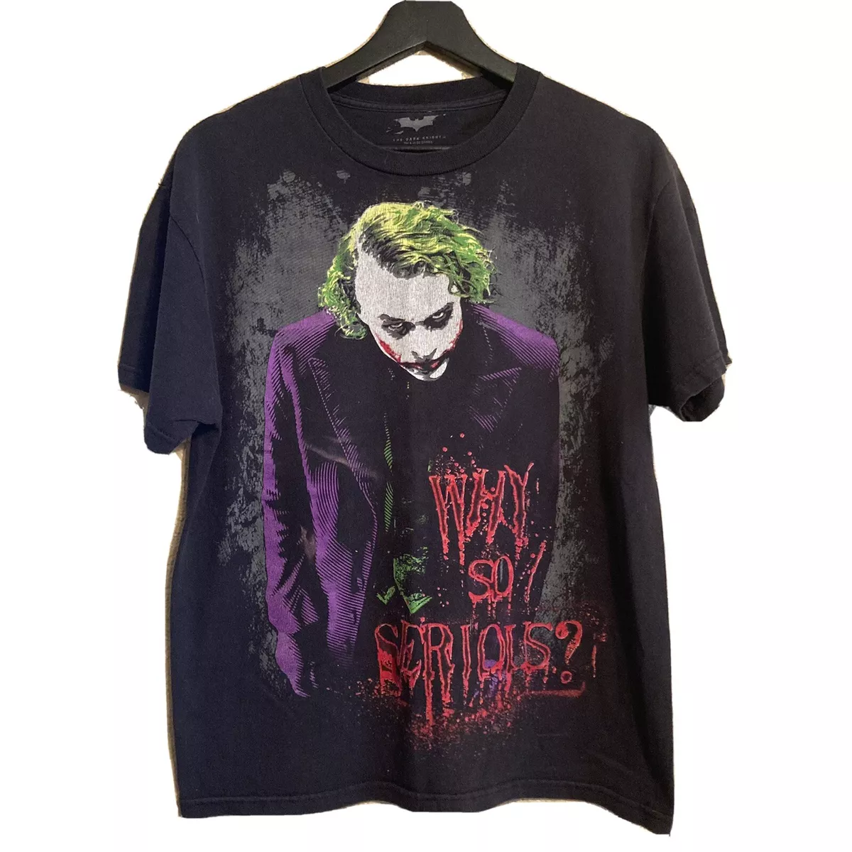 Vintage Dark Knight Batman Joker DC T-Shirt Why So Serious Heath Ledger Sz Small