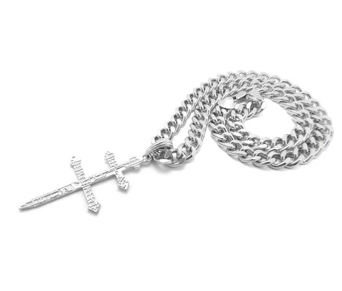 Hip Hop Cross of Lorraine Pendant 9mm 18",20" Cuban Chain Necklace RC4022 - Picture 10 of 12