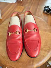 Gucci Jordaan Hibiscus Red Horsebit Leather L...