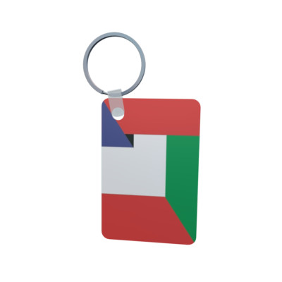 Schlüsselanhänger Flagge Vereinigte Arabische Emirate-Frankreich Alu 40 x 57 mm