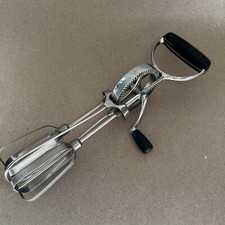 Vintage EKCO BEST Egg Beater Manual Crank Hand Mixer Blender Stainless Steel USA