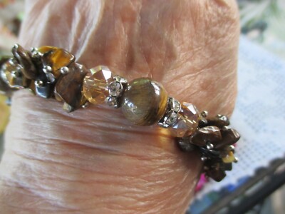 TIGER EYE BRACELET PIERCED LEVER BACK EARRING SET
