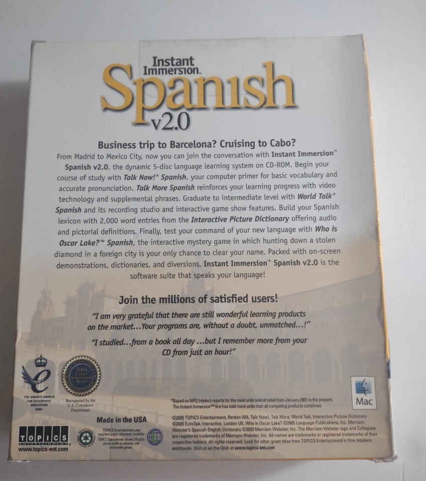 INSTANT IMMERSION SPANISH V2.0 [5 CD-ROMs]. Brand New. - Image 2 of 4