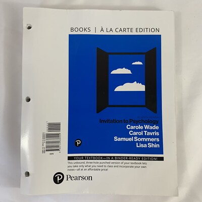Pearson Invitation to Psychology 7th Edition Books a la Carte Wade Tavris Shin