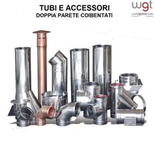 TUBI ACCESSORI DOPPIA PARETE COIBENTATI Ø INT.80 Ø EST.130 INOX o RAME a scelta