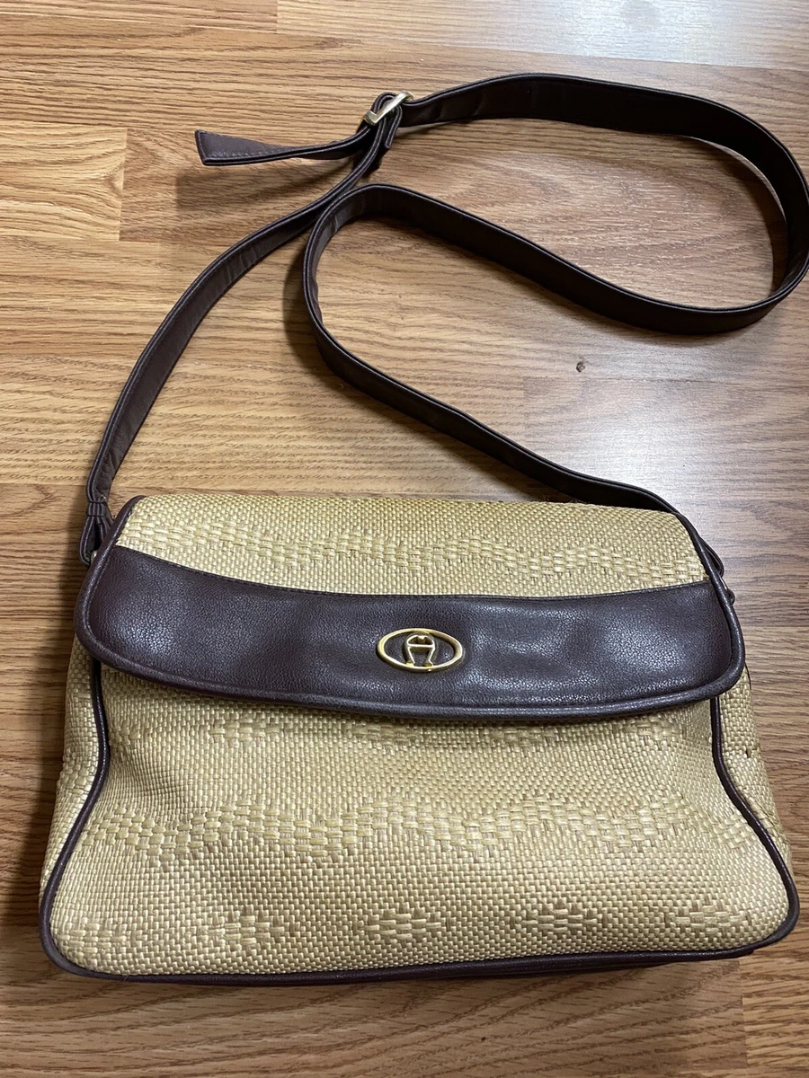 Vintage ETIENNE AIGNER Woven Flap Handbag eBay